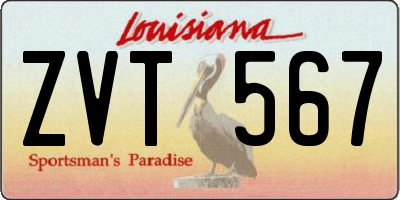 LA license plate ZVT567