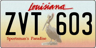 LA license plate ZVT603