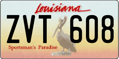 LA license plate ZVT608