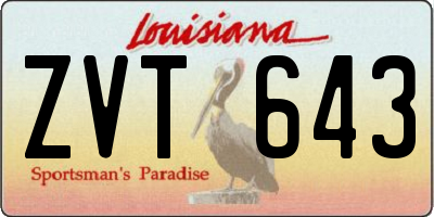 LA license plate ZVT643