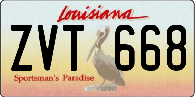LA license plate ZVT668