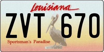 LA license plate ZVT670