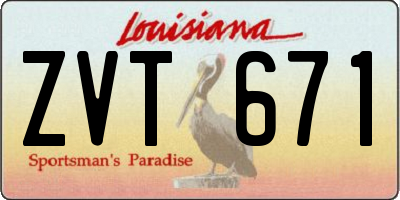 LA license plate ZVT671