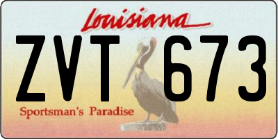 LA license plate ZVT673