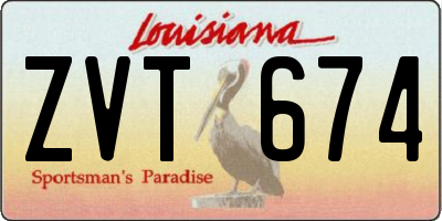 LA license plate ZVT674