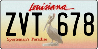 LA license plate ZVT678