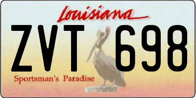 LA license plate ZVT698