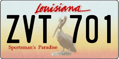 LA license plate ZVT701