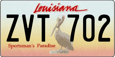 LA license plate ZVT702