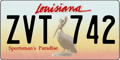 LA license plate ZVT742