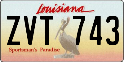 LA license plate ZVT743