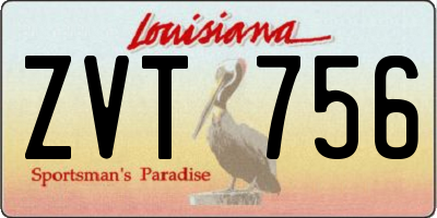 LA license plate ZVT756