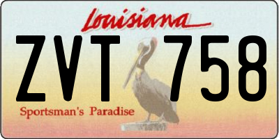 LA license plate ZVT758