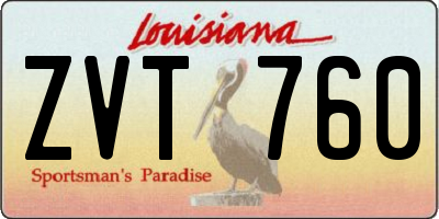 LA license plate ZVT760