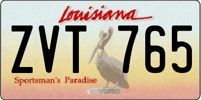 LA license plate ZVT765