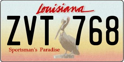 LA license plate ZVT768