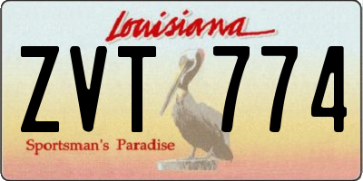 LA license plate ZVT774