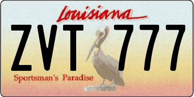 LA license plate ZVT777