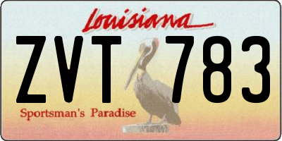 LA license plate ZVT783