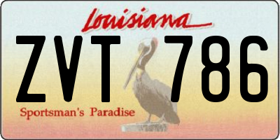 LA license plate ZVT786