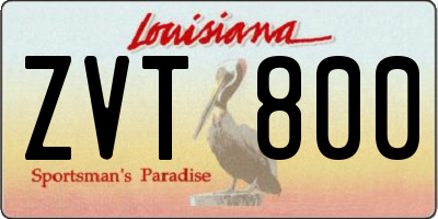LA license plate ZVT800