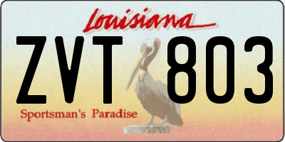 LA license plate ZVT803