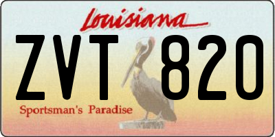 LA license plate ZVT820