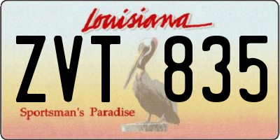 LA license plate ZVT835
