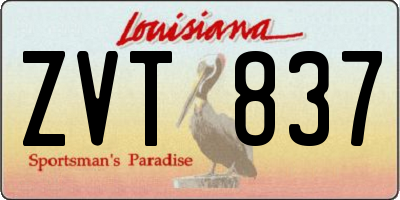 LA license plate ZVT837