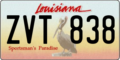 LA license plate ZVT838