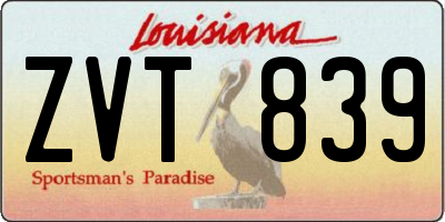 LA license plate ZVT839