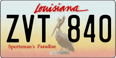 LA license plate ZVT840