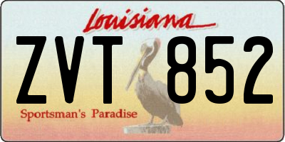 LA license plate ZVT852
