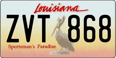 LA license plate ZVT868