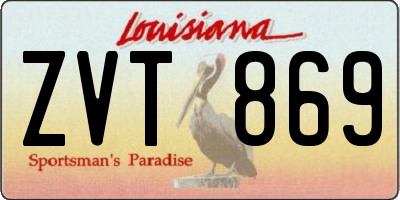 LA license plate ZVT869
