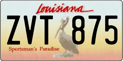 LA license plate ZVT875