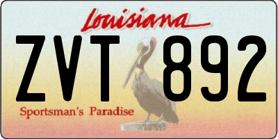 LA license plate ZVT892