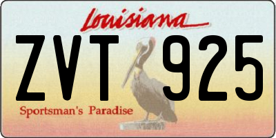 LA license plate ZVT925