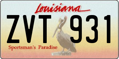 LA license plate ZVT931