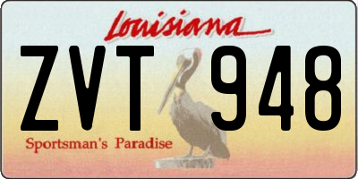 LA license plate ZVT948
