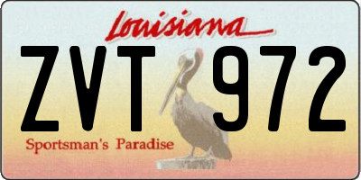 LA license plate ZVT972