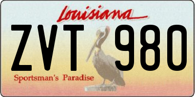 LA license plate ZVT980