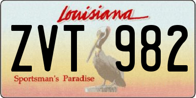 LA license plate ZVT982