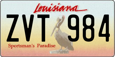 LA license plate ZVT984