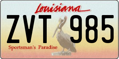 LA license plate ZVT985