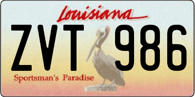 LA license plate ZVT986