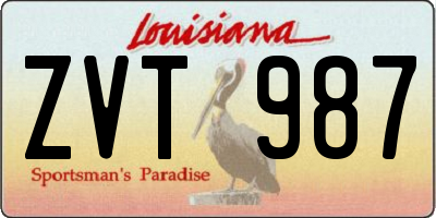 LA license plate ZVT987