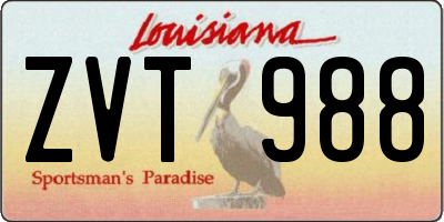 LA license plate ZVT988