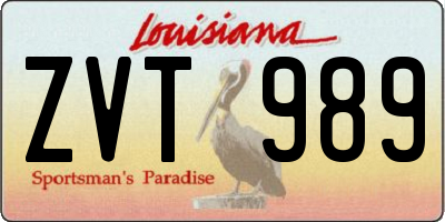 LA license plate ZVT989