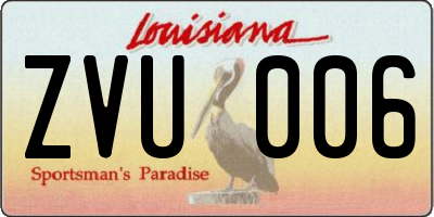 LA license plate ZVU006